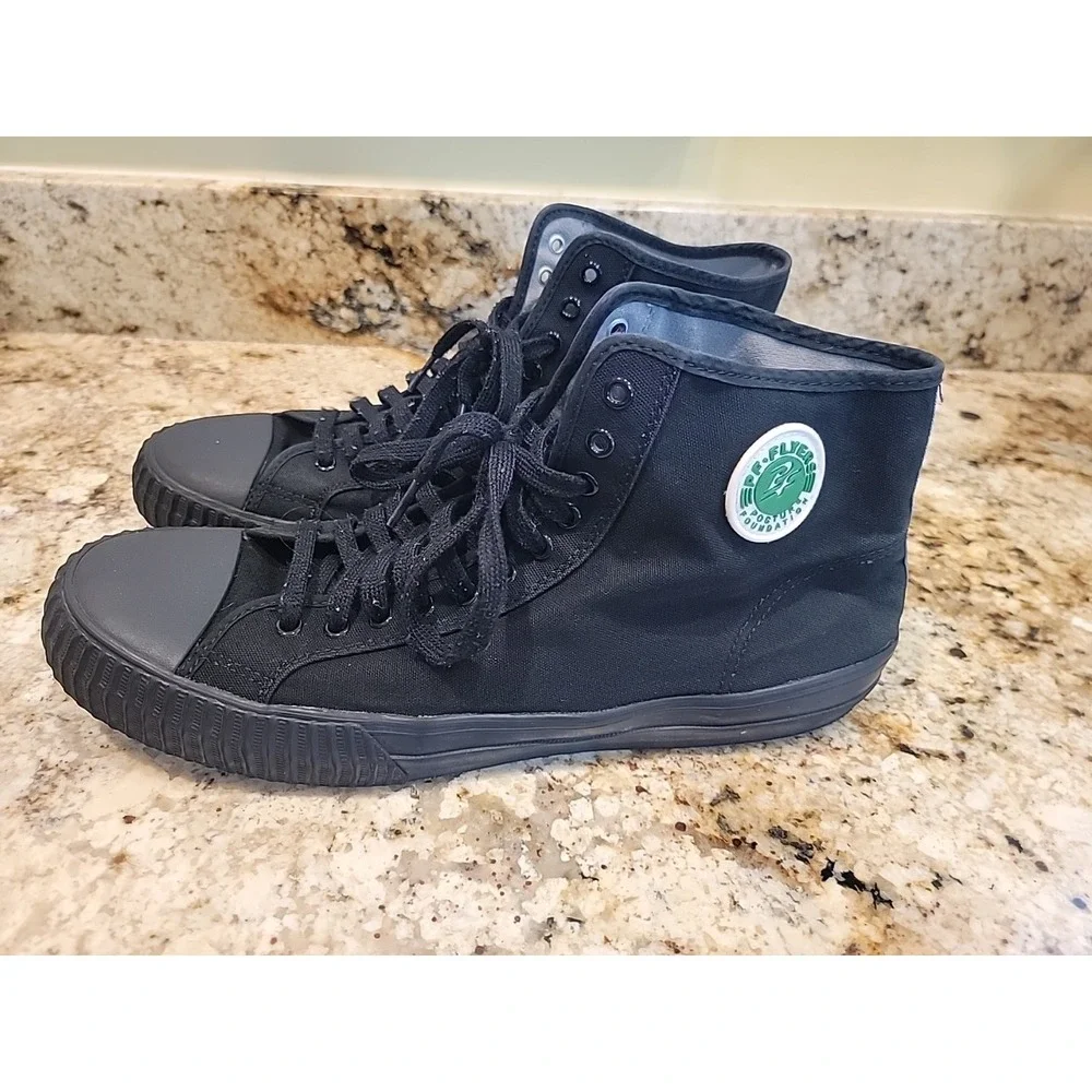 PF Flyers Black Canvas Center Hi Sandlot High Top Basketball Sneakers Men's 16